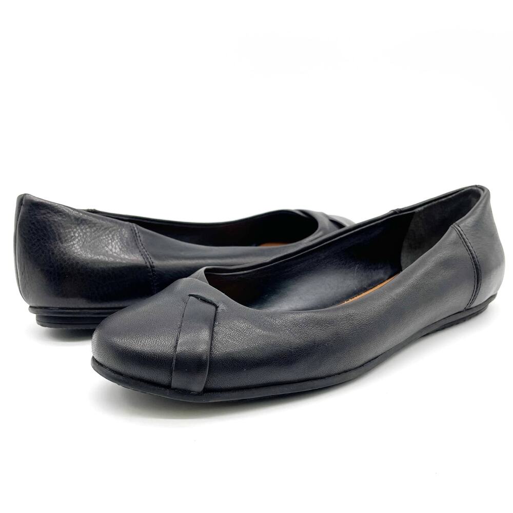 Zodiac Womens US 8 Sadie Slip On Ballet Flats Black Leather‎ Classic Casual